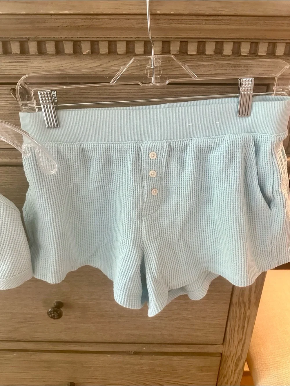 Auden Light Blue Waffle Knit Bralette & Shorts Set. Size S